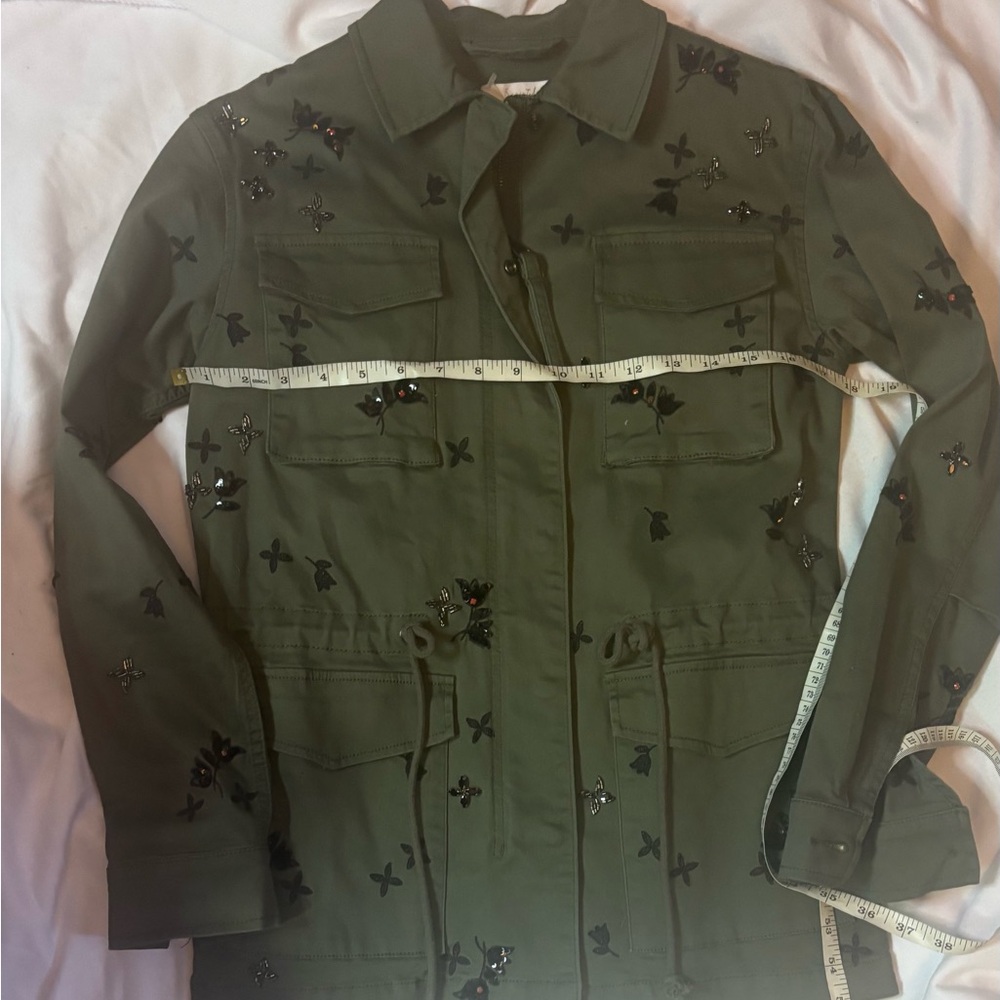 Scripted Embellished Green Jacket - Picture 9 of 10